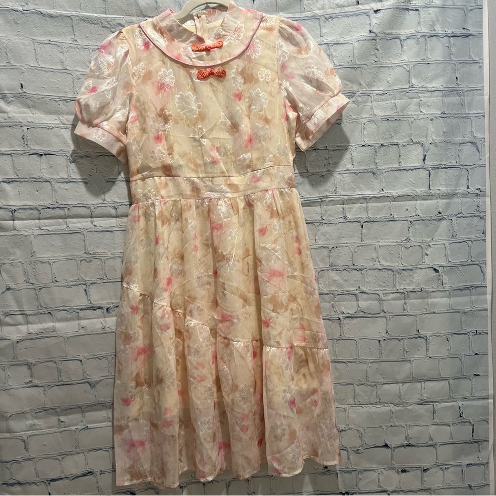 Charming Floral Formal Dress - Pink and Cream